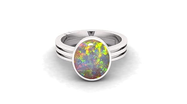 Bague opale 15,25 carat super multi-feu pierre précieuse d'Australie - 3