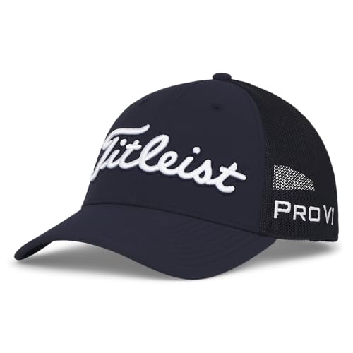 Titleist Men's Tour Performance Mesh Baseball Cap, Navy/White, One Size