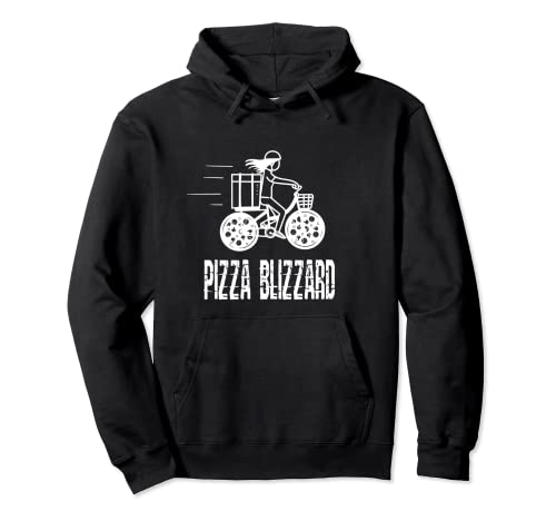 Pizza Blizzard Delivery Boy Bike Messenger E-Bike Courier Pullover Hoodie