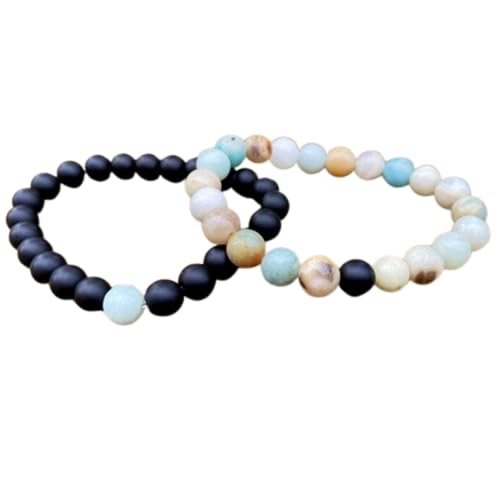 Bracelet extensible couples perles 8mm agate cadeau amour distance