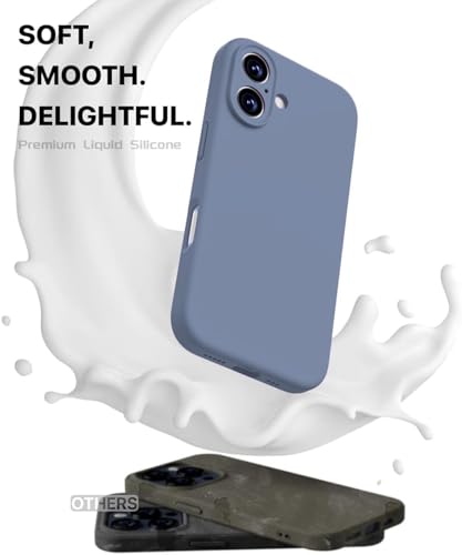 Image of DIZORO Compatible for iPhone 16 Case 6.1, Slim Liquid Silicone 3 Layers Full Covered Soft Gel Rubber Phone Case Protective Back Cover 6.1 Inch - Lavender Grey