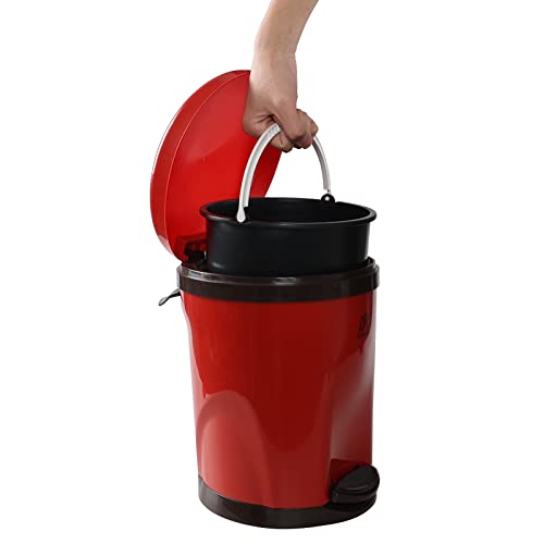 Caneca de basura plástica de 7 litros con pedal rojo miniatura 4
