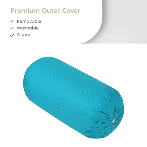 Image of RD TREND Glace Cotton Quilted Bolster Cover Size-16x32 Inches | Soft & Durable Cylindrical Pillow Cover for Bolster Pillow | Perfect for Sofa, Diwan,Couch & Bed Decor (Firoji)