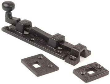 Van Dyke's Restorers Rustic Vintage Iron Flush or Offset Surface Bolt for Gates, Doors, and Cabinets, Flush Surface - Black Powder Coat, 5 3/8"