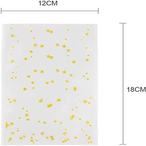 F Faburo 100PCS Ground Bag Christmas Gold Stars 120 x 180 mm Christmas Bag Biscuit Bag Pastry Bag with 100pcs Gold Cable Ties - Image 2