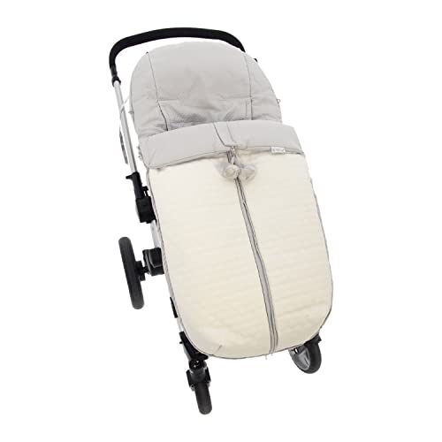 Saco Silla de Paseo Universal Rosy Fuentes- Saco Carrito Bebé - Funda de silla de paseo - Equipado para ser Ajustado perfectamente 0-blanco gris