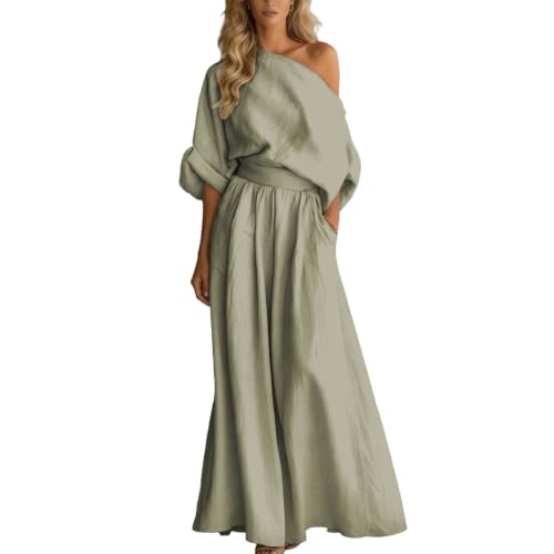 Robe de soirée longue et robe d'été fluide pour invitée de mariage avec ceinture