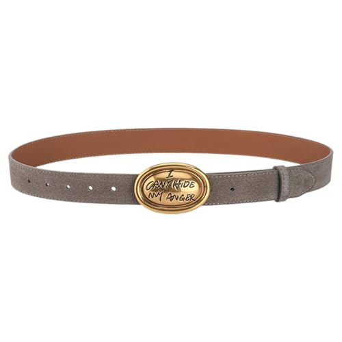 Ceinture en cuir pour femme boucle ovale gris foncé accessoire de mode
