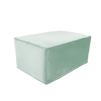 Factory Direct Partners Velvety and Vinyl Overstuffed Rectangle Ottoman for Living Room, Lounge, Office - Aloe