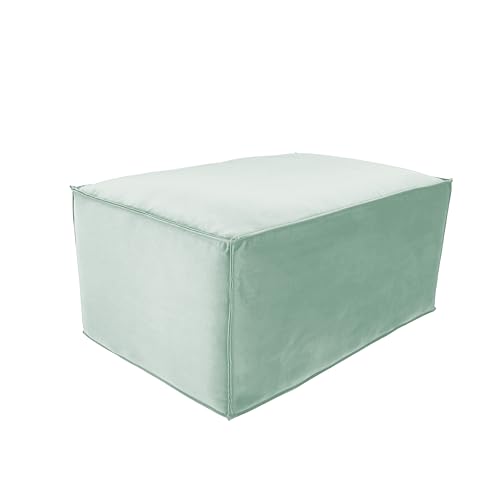Factory Direct Partners Velvety and Vinyl Overstuffed Rectangle Ottoman for Living Room, Lounge, Office - Aloe