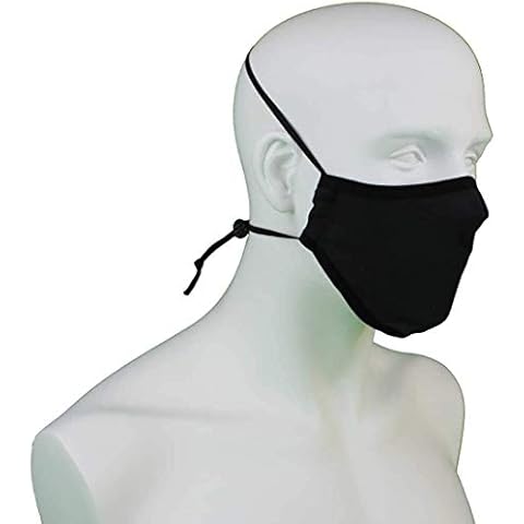Shelver Adjustable Face Mask, Tie Back Face Mask, Washable and Reusable Silver Ion Technology Fabric Necklace Face Mask (Black) Cover
