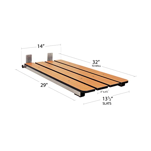Seachrome Hermosa 32" x 13.5" Back Wall-Mount Folding Teak Tub Seat with 3" Slats by Seachrome - Image 2