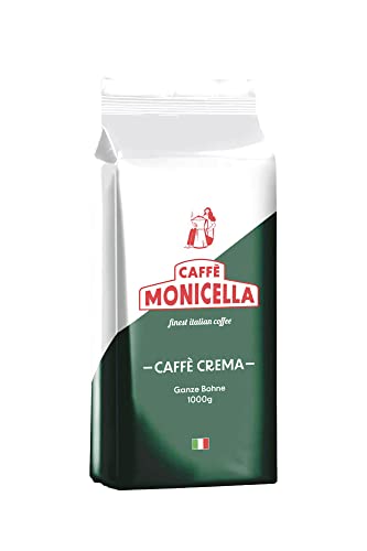 Caffè Monicella Caffè Crema 1kg - Ganze Kaffebohnen - Nussig, Röstig, Schokoladig - Arabica & Robusta - Ideal für Kaffeevollautomat, Espressokanne & Siebträger - wenig Säure