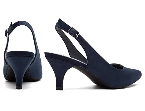 Greatonu Womens Blue Wedding Sexy Pointed Closed Toe Comfortable Slingback Pumps Size 10 #TOP4