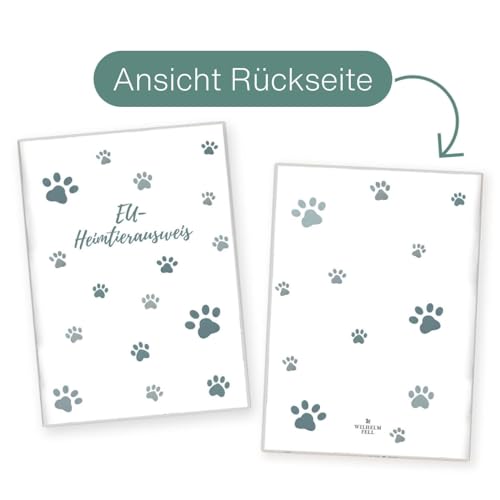 Wilhelm Fell Hülle für den EU-Heimtierausweis für Tiere I Personalisierbar für Dein Haustier I Persönliche Geschenkidee für Haustierbesitzer I Schutzhülle für den Heimtierausweis (Pfote Blau)
