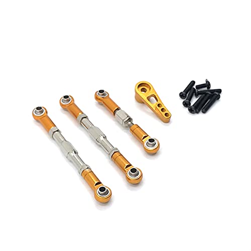 YZSM Rc Car Accessories Metal Steering Rocker Rod Linkage With Serve Arm For Wltoys 1/12 12402 RC Car Upgrade Parts Universal (Color : Gold)