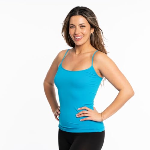 Image of Malibu Sugar Womens Camisole Tank Tops - Seamless Fitted Spaghetti Strap Cami Stretch Basic Womens Camisole for Layering XS-M