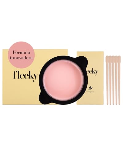 Fleeky Brow Juego de cera caliente para microondas - 2 en 1 para depilación y cuidado - Ideal para cara, cuerpo y zona del bikini - Precisión con espátula de madera.