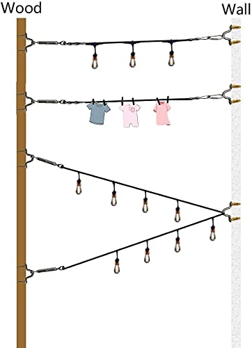 Sunmeg String Light Hanging Kit,Outdoor Light Hanging Kit, Vinyl Coated 304 Stainless Steel Wire Rope Cable,Guide Wire For Outdoor String Lights,Easy To Install (Transparent 250Ft Set) #TOP4