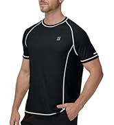 Roadbox Men's Short Sleeve Swim Shirt, UPF 50+ Quick Dry Rash Guard, UV Sun Protection Water T-Sh...