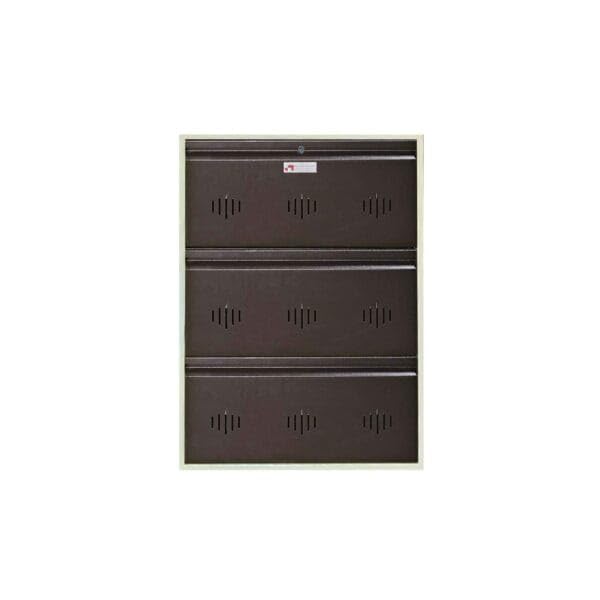Image of StayHappy Shoe Rack | 3 Door Metal Shoe Rack with Powder Coating | Chappal Rack for Home | Durable Footwear Rack (Dark Brown)