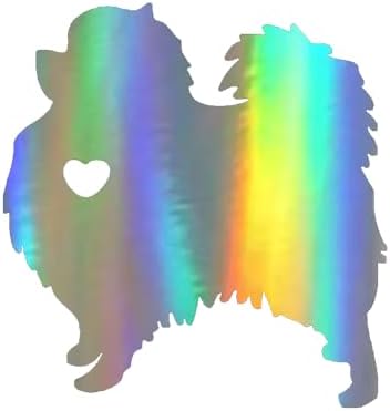 Pomeranian Holographischer Autoaufkleber, Reflektierend, Wasserfest, Pomeranian Liebe PVC-Aufkleber für Auto, Laptop, Kühlschrank ((18cm/7.09inch))