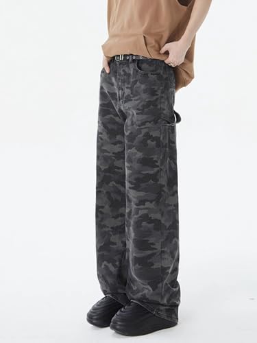 Men's Pants Workwear Camouflage Denim Wide Straight Loose Retro Summer Long Pants for Men3