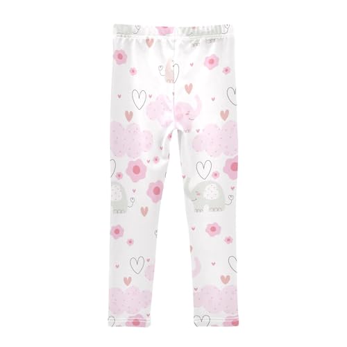 Pink Elephant Girls Leggings,Workout Leggings for Girls Toddler Athletic Legging Size for 3-10T2