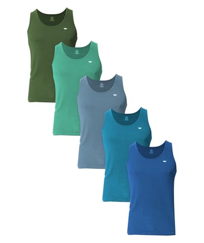 AMERICAN HEAVEN Men's 5 Pack Tank Tops | Ultra Soft Cotton Rayon Stretch Athletic Workout Tanks