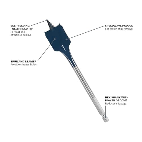 Broca pala Bosch Daredevil dlsb1003 para madera con vástago de 3/8 pulgada DLSB1005 3