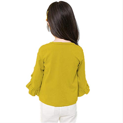 Image of Colorful Childhood Little Girls Ruffle Bat T Shirt Autumn Princess Girl Blouses Spring Tops