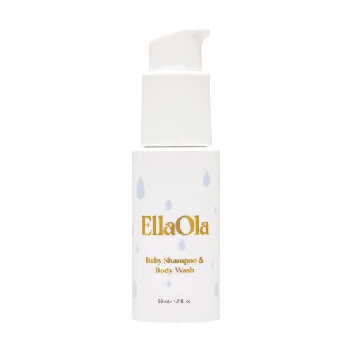 Image of ELLAOLA Travel Baby Shampoo & Body Wash - Organic, Hypoallergenic Baby Soap Hydrates + Nourishes Skin Barrier While Cleansing, Tear Free Formula | 1.7 fl. oz.