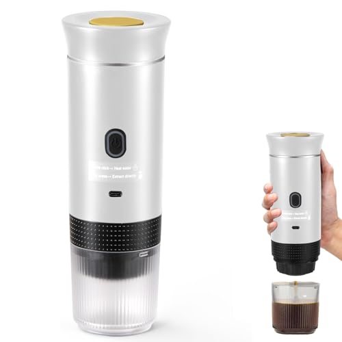 Cafetera portátil 3 en 1, cafetera de café expreso eléctrica,café molido y cápsulas NS,extracción de agua fría o caliente,para viajar, camping, coche (blanco)