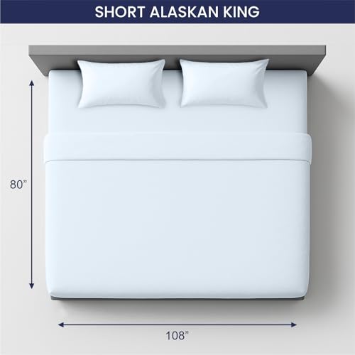 Image of SGI Bedding 108 inch W x 80 inch L 4Pc Short Alaskan King Sheet Set 100% Egyptian Cotton - 600 Thread Count, Fits 12 inch Deep Pocket - Soft Breathable Oversized Sheets, for Extra Large Beds - Light Blue