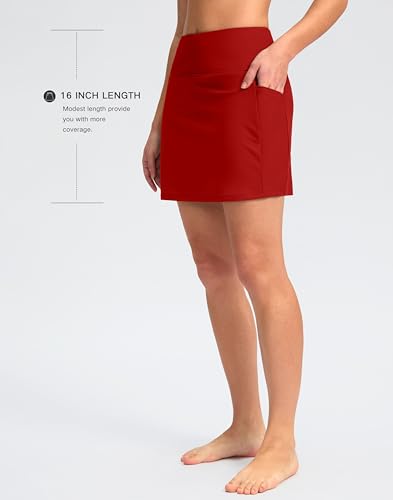 Image of G Gradual Women's 16 inch Swim Skirt with Pockets High Waisted Tummy Control Modest Swimsuit Bathing Suit Bottoms for Women