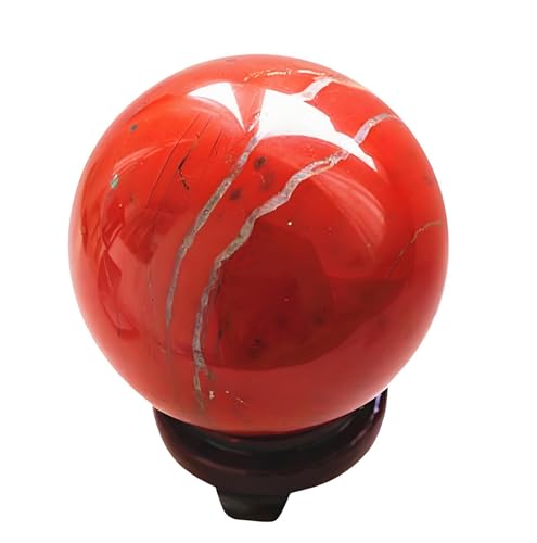 Red Jasper Crystal Ball with Stand, Crystal Divination Scrying Sphere Decorative Ball Paperweight,Real Crystal Figurine Collecti