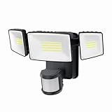 Onforu Battery Powered LED Flood Light Outdoor, 2000LM Motion Sensor Security Lights, IP65 Wireless Battery Operated Motion Detector Flood Lights with Adjustable 3 Head for Garage,Yard,Porch