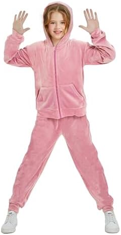 Woolicity Girls Sweatsuits Set Velour Tracksuit 2 Piece Outfits Zip Up Hoodies and Pants Sportswear Jogging Set 4 31QF6PMjPQL. AC
