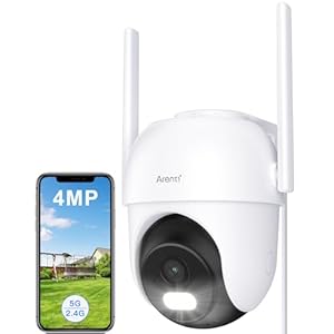 ARENTI 5Ghz Wifi Security Camera Outdoor,2.5K/4MP Dual-band Cameras House Security,360 PTZ,Motion Tracking,Human&Noise Detection,Color Night Vision,Siren/Light Alarm,CCTV Camera,IP65,Plug in