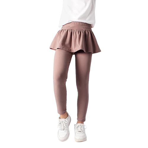 Kids Girls Solid Color Leggings with Skirt Ruffle Skirt Warm Tutu Leggings Pants for Gymnastic Ballet2