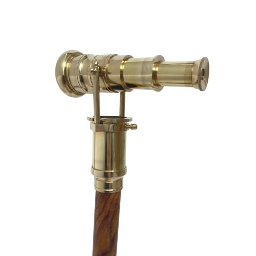 Medieval Replicas Walking Cane With Telescope Brass Handle Foldable Nautical Wooden Walking Stick Ideal Unisex #TOP3