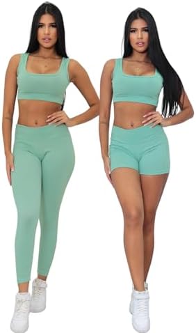 Kit Canelado Top e Short + Top e Legging Moda Fitness e Dia a DIa