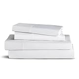 Purity Home 100% Cotton White Sheets for Queen Bed, 400TC Percale Sheets, 4Pc Queen Bed Sheet Set, Skin Friendly Cooling Bed Sheets, Hotel Luxury Deep Pocket Cotton Sheets for Gifting