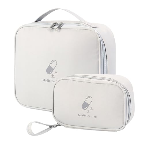 Olymajy 2 Pieces First Aid Kit Bags Empty Medicine Bags First Aid Bag Portable Grey Medical Medicine Bags for Outdoor Camping Travel Work