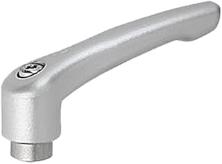 Kipp 06451-2063 Zinc Adjustable Handle with M6 Internal Thread, Modern Design Style, Stainless Steel Components, Metric, Silver Metallic Powder-Coated Finish, Size 2