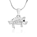 Spinningdaisy Silver Plated Crystal Big Belly Pig Necklace