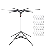 RATSTONE Wäschespinne,Wäscheständer Platzsparend,Mit 6 Stangen - Ausziehbar Und Platzsparend, Aus Abs-Kohlenstoffstahl Gefertigt, Geeignet Für Balkon, Camping, Innen- und Außenbereich, Schwarz