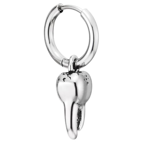 Pendientes de aro con diente para hombre de acero resistente de estilo gótico 3