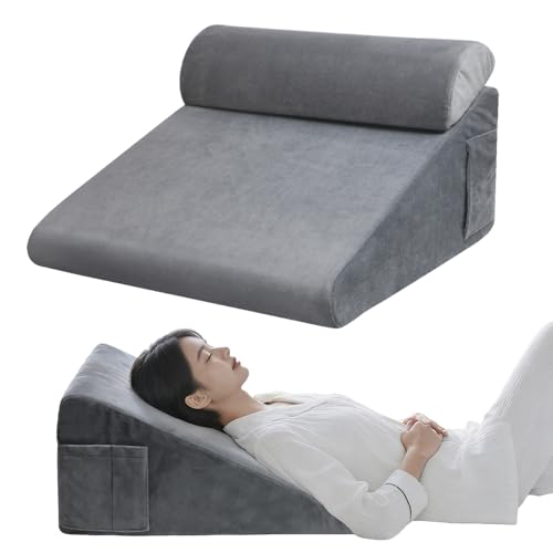 Bed Wedge Pillow After Surgery Triangle pillow Wedge Pillow for Back Support Multipurpose Cushion for Sleeping & Gerd Acid Reflux Leg Elevation Relief Neck Pain Sleep Apnea Snoring Gray