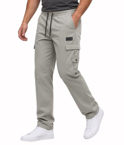 Image of DEELMO Cargo Pant for Men | Cotton Cargo's Pant | Men's Cotton Cargo Trousers | Elastic Drawstring Waist Straight Fit | Comfortable Breathable Cargos for Casual to (Available in Pluse Size)
